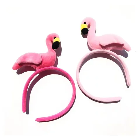 Lindo Diadema de Peluche de Flamenco Rosa Dibujos Animados Suave Banda para Cabello Fiesta Festival Accesorios para Cabello Lavado de Cara Mujeres Niñas