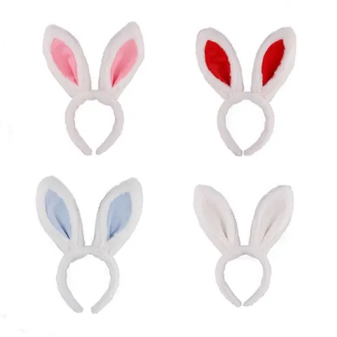 Long Rabbit Ears Headband Two-Tone Plush Crystal Velvet Fabric Hairband Animal Costume Headwear For Festival Costume Party Decoration Accessories
