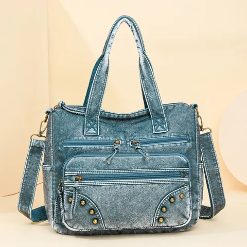 Women Large Capacity Tote Bag Vintage PU Leather Shoulder Crossbody Bag Casual Multi-Pocket Handbag Work Travel