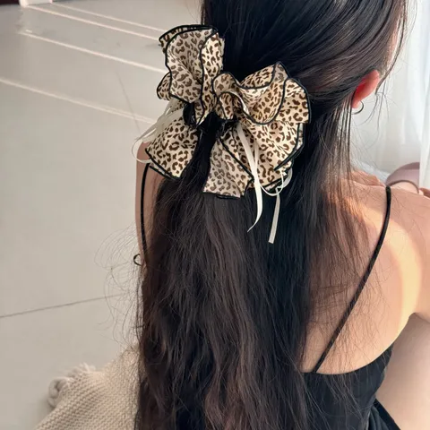 Retro Leopardenprint Schleife Haarklammer Stoff Kunststoff Haarschmuck Damen Mode Kopfbedeckung Alltag Styling Geschenk