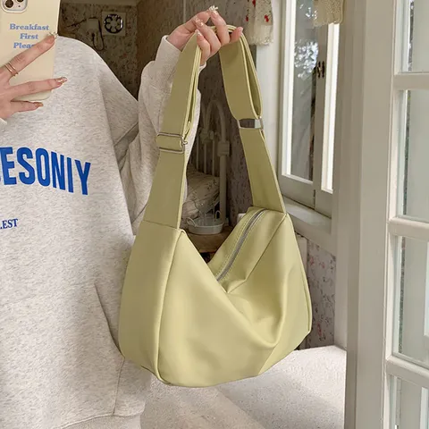 Large Capacity Soft PU Leather Tote Bag Casual Solid Color Shoulder Crossbody Bag For Daily Commute College Student