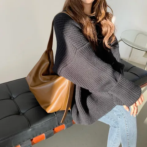 Minimalist Soft PU Leather Tote Bag For Women Large Capacity Casual Shoulder Bag Daily Commute Shopper Handbag