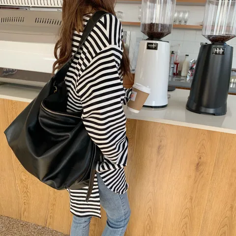 Minimalist Soft PU Leather Tote Bag For Women Large Capacity Casual Shoulder Bag Daily Commute Shopper Handbag