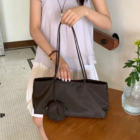 Casual Nylon PU Tote Bag Gynaikeia Megali Horitikotita Tsanta Omon Vintage Commuter Handbag Me Mikri Portofoli