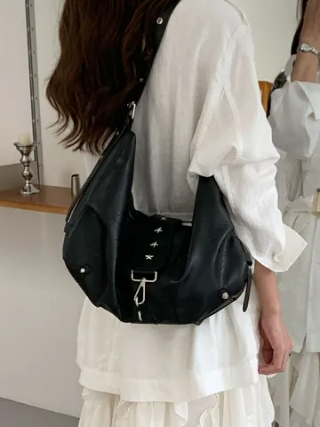 Retro Soft PU Leather Shoulder Bag Large Capacity Commuter Crossbody Bag Casual Versatile Dumpling Bag For Women