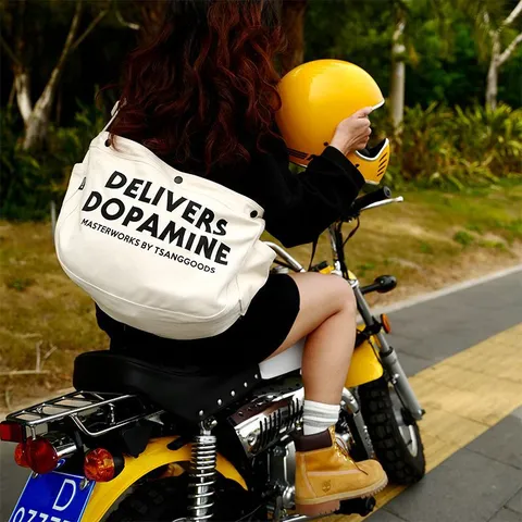 American Retro Large Capacity Canvas Crossbody Bag Men Women Casual Cycling Tote Bag Vintage Letter Print Shoulder Bag