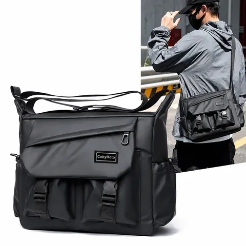 Men Crossbody Bag Large Capacity Waterproof Messenger Bag Casual Business Travel Multi Pocket Shoulder Bag