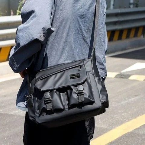 Men Crossbody Bag Large Capacity Waterproof Messenger Bag Casual Business Travel Multi Pocket Shoulder Bag