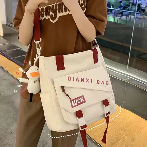 Waterproof Nylon Crossbody Bag Women Casual Large Capacity Canvas Shoulder Bag Student School Bag Fashion Tote Bag