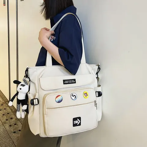 Large Capacity Canvas Backpack Casual Travel School Bag Multifunctional Commuter Shoulder Bag For Students