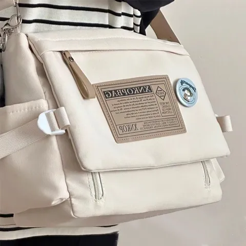 Casual Large Capacity Canvas Messenger Bag Vintage Crossbody Shoulder Bag For Women Men Student Commuter Book Bag