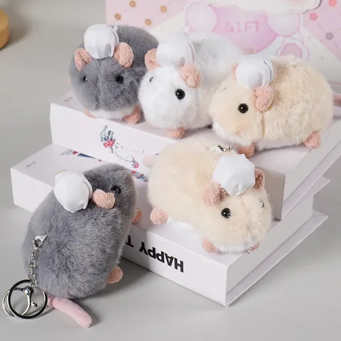 Portachiavi in Peluche Chef Topo Simpatico Cartone Animato Topo Animale di Peluche Giocattolo Per Zaino Ciondolo Decorazione Regalo