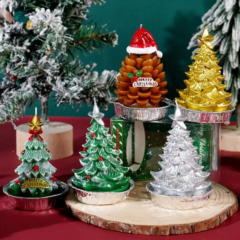 Candele Profumate di Natale Babbo Natale Pupazzo di Neve Albero di Natale Forme Cera di Paraffina Decorazioni per Tavolo Festivo Regalo di Festa