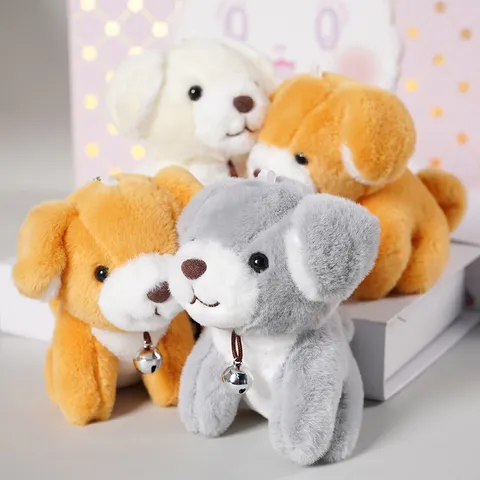 Simpatico Ciondolo a Forma di Cane in Peluche Con Portachiavi a Campanello Morbido Cucciolo Borsa Zaino Ornamento per Donne Ragazze Regalo