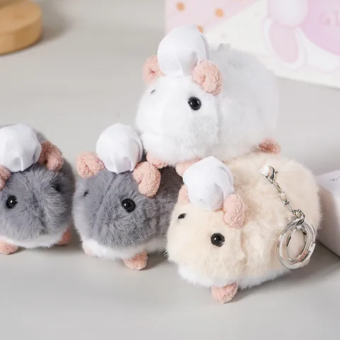 Portachiavi in Peluche Chef Topo Simpatico Cartone Animato Topo Animale di Peluche Giocattolo Per Zaino Ciondolo Decorazione Regalo