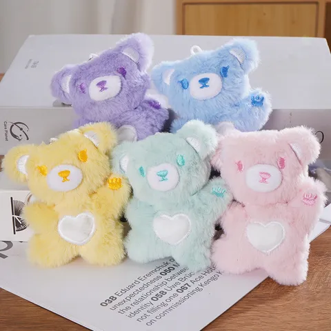 Cute Plush Love Heart Bear Pendant Cartoon Doll Decoration Creative Small Gift Bag Accessory