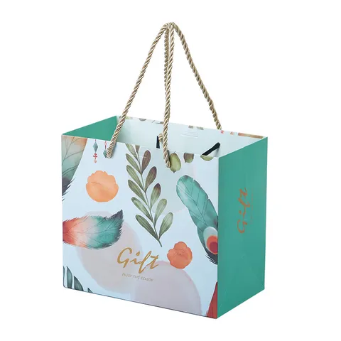 Bloemige Cadeauzak Met Strik Schattig Vogel Ontwerp Papieren Handtas Voor Verjaardag Feest Moederdag Cadeau Verpakking
