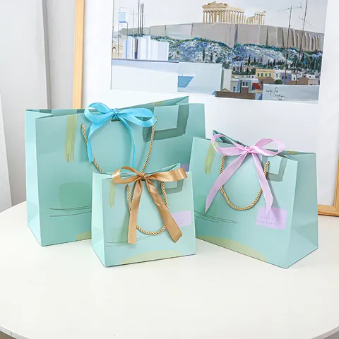 Frisse Geschenk Papiertassen met Vierkante Bodem en Verpakking met Strik voor Bruiloft Verjaardag Feest