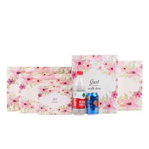 Aquarel Bloemen Papieren Geschenktassen Met Lint Handvatten Geschenkverpakking Voor Valentijnsdag Verjaardag Feest
