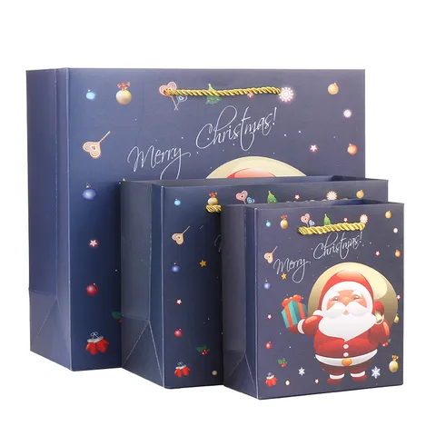 Christmas Gift Bags Paper Packaging Bags With Handles Santa Claus Christmas Bell Festive Party Favor Gift Wrapping Bags