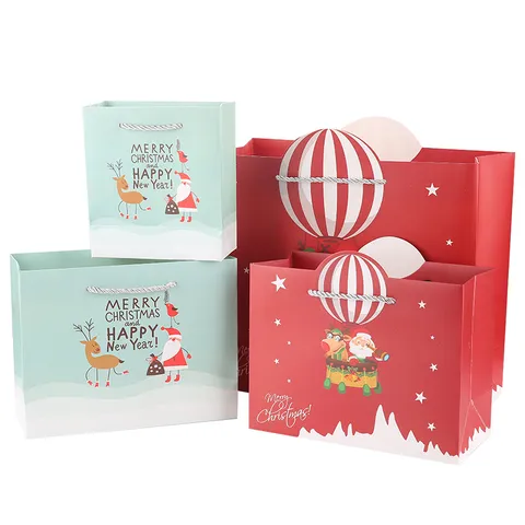 Kerst Cadeauzak Papier Handtas Festief Kerstman Rendier Vakantie Feest Cadeau Verpakkingszak Voor Kerstviering