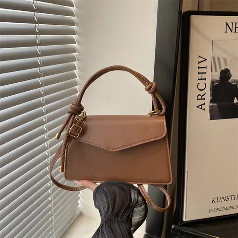 Bolso Bandolera Minimalista de Pu para Mujer Moda Casual Color Sólido Bolso de Mano Tote Diario