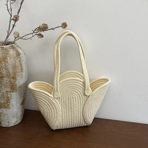 Damen Strohgeflochtene Umhängetasche Ajour Handtasche Casual Reise Tote Bag Handgemachte Strandtasche Schick Damen Tasche
