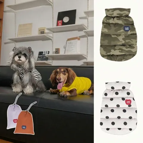 Reversible Dog Winter Vest Thick Quilted Pet Puffer Jacket For Small Medium Dogs Warm Outdoor Vest With Storage Bag