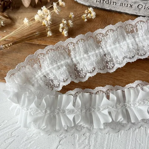 Vintage Gerüschte Chiffon Spitzenborte Für DIY Nähen Handwerk Florale Gefaltete Band Für Lolita Haarband Hochzeitsdeko