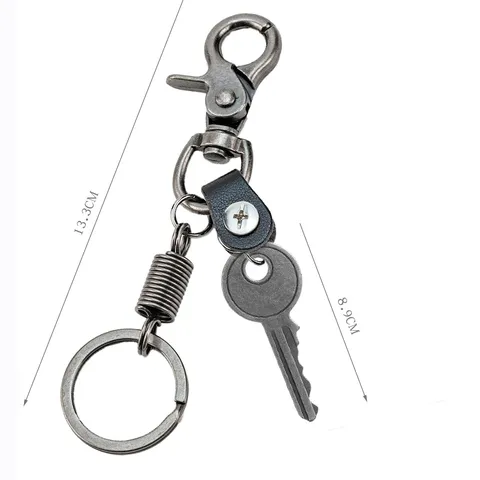Porte-clés rétro en alliage de zinc et corde en cuir de vache pour hommes femmes Pendentif clé argent antique bronze Accessoires sac