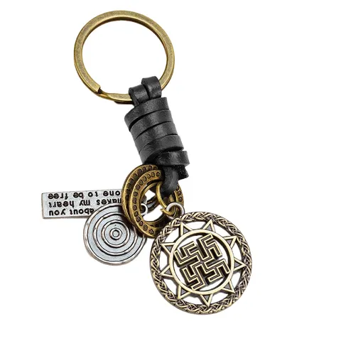 Llavero de Cuero de Engranaje de Aleación de Zinc Industrial Vintage Colgante Grabado de Metal Galvanizado Punk Llavero de Cintura para Hombre