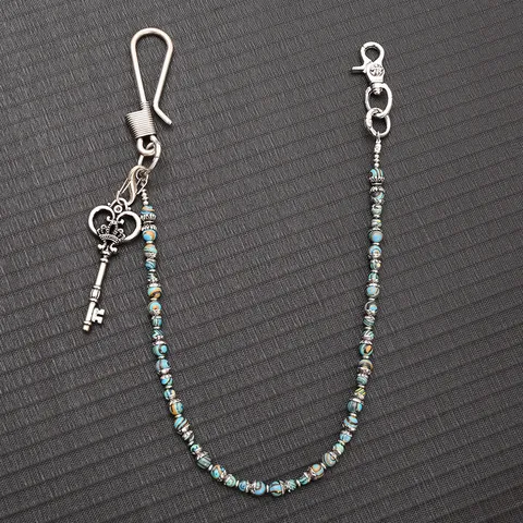 Vintage Metal Key Pants Chain Beaded Hip Hop Waist Chain Alloy Punk Rock Wallet Chain For Jeans Bag Jewelry Accessories