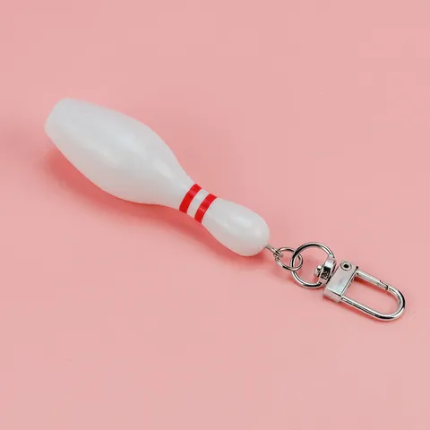 Simulación Mini Bolo de Bolos Llavero Colgante Deporte Recuerdo Regalo Blanco Resina Botella Llavero Para Bolso Charm Fans Fiesta
