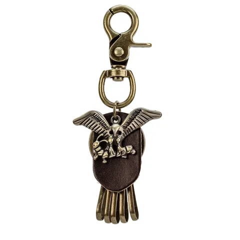 Retro Rindsleder Geflochten Schlüsselanhänger Bronze Zinklegierung Adler Insekt Anhänger Schlüsselring Bekleidungszubehör Tasche Charme Für Herren Damen Geschenk