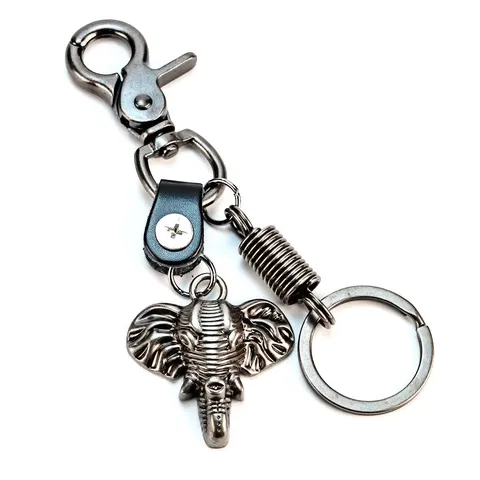 Vintage Punk Metal Keychain Retro Leather Boxing Glove Elephant Pendant Key Ring Men Street Fashion Accessory