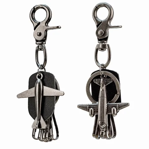 Retro Punk Metall Flugzeug Schlüsselanhänger Legierung Leder Vintage Tasche Anhänger Street Rock Schlüsselring Zubehör Für Männer