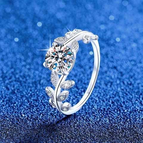 Moissanite Ring 925 Sterling Silver Laurel Leaf Engagement Ring Luxury D Color VVS1 Gemstone Fine Jewelry Gift For Women