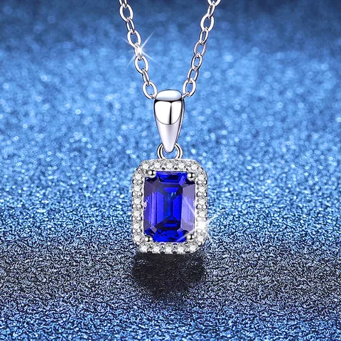 925 Sterling Silver Moissanite Lab Grown Gemstone Pendant Necklace Geometric Fashion Fine Jewelry Gift for Women