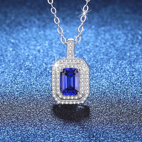 Collier Pendentif Carré en Argent Sterling 925 Moissanite Gemme Créée en Laboratoire Luxe Géométrique Bijoux de Mode Cadeau Pour Femmes