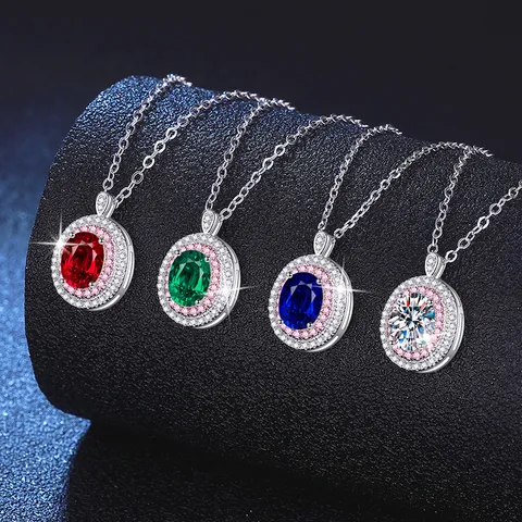 Collier Moissanite en Argent Sterling 925 Pendentif en Pierre Précieuse Créée en Laboratoire Bijoux de Mode Luxe Léger Cadeau pour Femmes