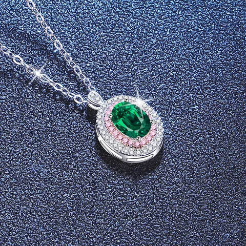 Collier Moissanite en Argent Sterling 925 Pendentif en Pierre Précieuse Créée en Laboratoire Bijoux de Mode Luxe Léger Cadeau pour Femmes