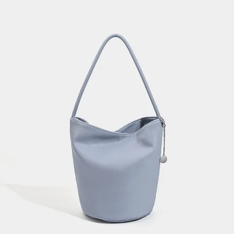 Women's PU Leather Bucket Bag Vintage Casual Soft Handbag Chic Solid Color Commuting Shoulder Bag Underarm Bag