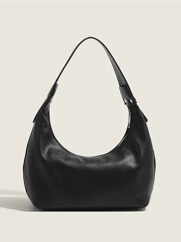 Womens PU Leather Underarm Bag Fashion Casual Solid Color Soft Leather Dumpling Bag Simple Daily Shoulder Handbag