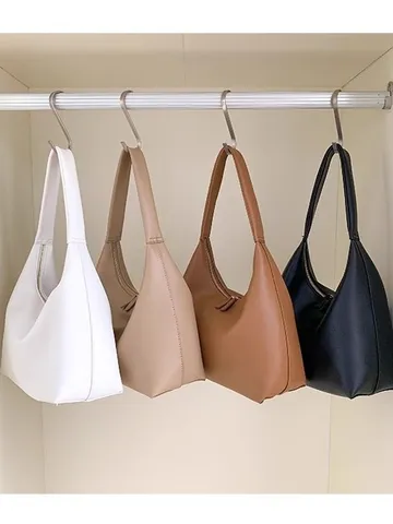 Minimalist PU Leather Shoulder Bag For Women Solid Color Casual Underarm Dumpling Bag Fashion Hobo Handbag Daily Chic Purse