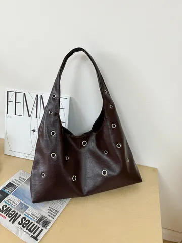 Borsa a Tracolla in Pelle PU da Donna Moda Grande Capacità Rivetti Borsa da Lavoro Tote Casual Borsa Sotto Ascella