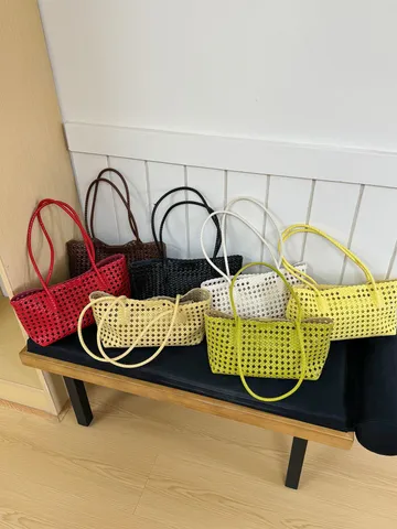 Borsa Tote Intrecciato Moda Donna Grande Capacità Borsa a Tracolla in Pelle PU Casual Tinta Unita Borsa a Mano Estiva da Spiaggia