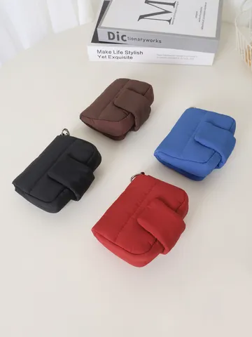Mini Borsa Quadrata Trapuntata in Nylon Borsa Casual per Rossetto Portamonete Piccola Borsa a Tracolla per Donne Abbinamento Quotidiano