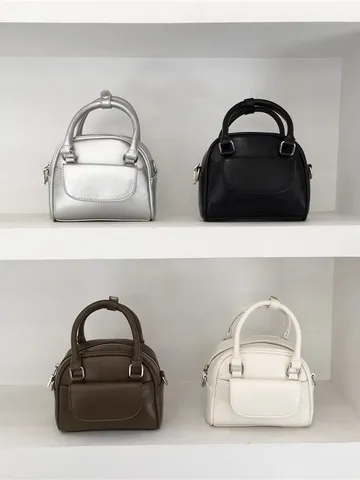 Donna Pelle PU Piccola Borsa Quadrata Casual Urbano Minimalista Borsa a Tracolla Chic Manico Superiore Borsa a Spalla Moda Borsa