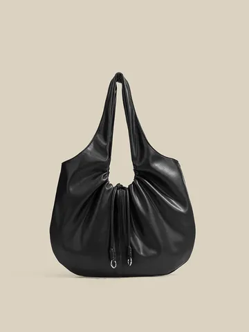 Bolso de Hombro Plisado Estilo Coreano para Mujer Casual Urbano Minimalista de Cuero PU Tote Bolso Moda Viaje Diario