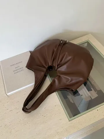Stile Coreano Ins Borsa a Tracolla Plissettata in Pelle PU Grande Capacità Borsa a Mano Hobo Casual Versatile Borsa da Lavoro per Donne